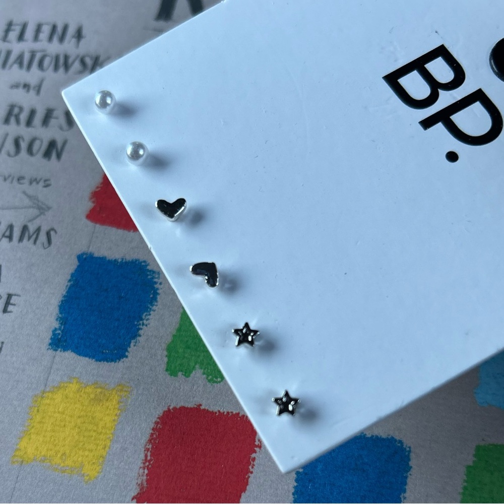 Nordstrom BP Earring Set - Pearls, Hearts & Stars in Sterling Silver Studs